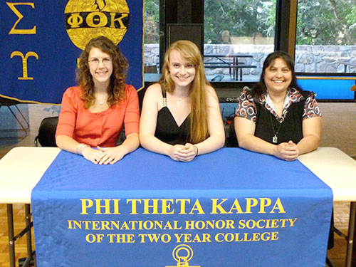 Public Relations Officer Brenna Martin, President Melia Van Cleave and club member 
Tonya Arroyo host the spring induction ceremony
