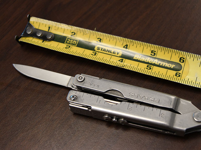 Knives with blades longer than 4 inches are prohibited on campus.