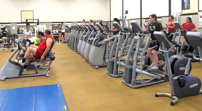 Exercise equipment provides a way for students to workout.