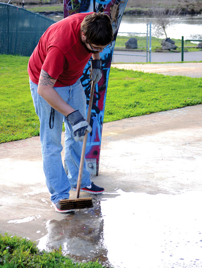 Michael Lewis took part in the Feb. 21 clean-up at Roseburg skate park.