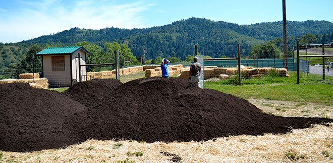 Vice President Shane Rinehart and other club members moved 36 yards of top soil into the new Community Garden, which will help provide vegetables for the culinary program. Another 12 yards will need to be moved in order to finish the garden.