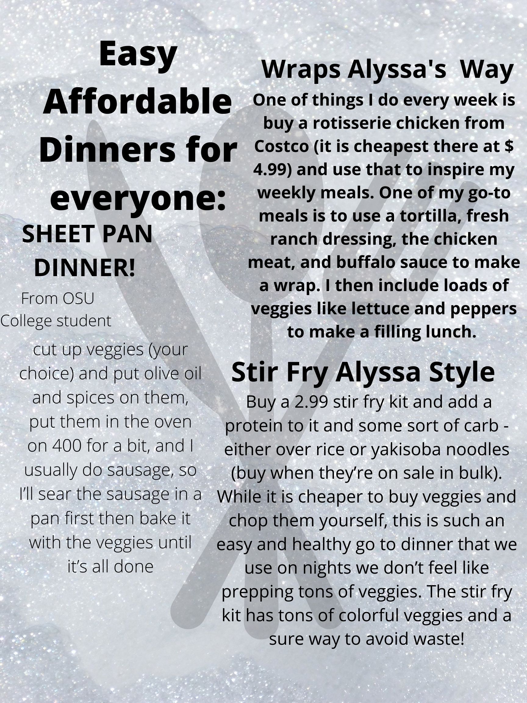 Affordable dinners for everyone, stir fry recipe